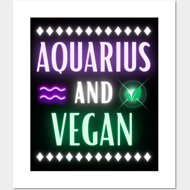 Aquarius and Vegan Retro Style Neon Wall Art by MysticZodiac